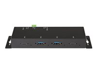 StarTech.com 4-port USB C-hubb 10 Gbps - Industriell USB-C-hubb i metall - 2x USB-C &amp; 2x USB-A - ESD-överspänningsskydd - USB-C eller USB-A-värd - Självdriven monterbar USB 3.1 Gen 2 Type-C-hubb - hubb - 4 portar HB31C2A2CME