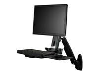 StarTech.com Väggmonterad arbetsstation - Ledat helt rörligt ståskrivbord med ergonomisk höjdjusterbar monitorarm och tangentbordsbricka - Mus- och skannerhållare - En enskild VESA-skärm monteringssats - för Bildskärm - svart WALLSTS1