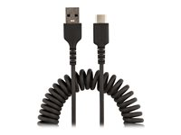 StarTech.com 50 cm USB-A till C-laddningskabel, kraftig spiralkabel för snabb laddning och synkronisering, USB 2.0 A till USB Type-C-kabel av hög kvalitet, robust aramidfiber, slitstark hane till hane USB-kabel - USB typ C-kabel - USB till 24 pin USB-C - 50 cm R2ACC-50C-USB-CABLE