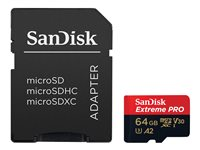 SanDisk Extreme Pro - flash-minneskort - 64 GB - mikroSDXC UHS-I SDSQXCU-064G-GN6MA