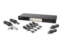 IOGEAR 4-Port Dual View Dual-Link DVI and DisplayPort KVM Kit - Dual Head - Cables Included - omkopplare för tangentbord/video/mus/ljud/USB - 4 portar GCS1644DPKIT