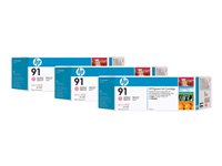 HP 91 - 3-pack - ljus magenta - original - bläckpatron C9487A