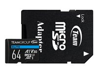 Team ELITE A1 - flash-minneskort - 64 GB - microSDXC TEAUSDX64GIV30A103