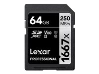 Lexar Professional - flash-minneskort - 64 GB - SDXC UHS-II LSD64GCB1667