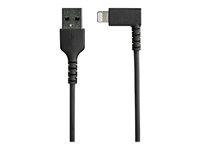 StarTech.com 1m tålig USB-A till Blixtkabel - svart 90° högervinkad, robust aramidfiber USB typ A till Blixtuppladdning/synkron sladd - Apple MFi-certifierad - iPhone - Lightning-kabel - Lightning / USB - 1 m RUSBLTMM1MBR