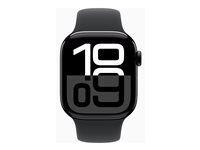 Apple Watch Series 10 (GPS + Cellular) - jet black aluminum - smart klocka med sportband - svart - 64 GB MWX63QN/A