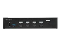 StarTech.com 4-ports HDMI KVM-switch - En skärm 4K 60 Hz Ultra HD HDR - Desktop HDMI 2.0 KVM-switch med 2 portar USB 3.0-hubb (5 Gbit/s) och 4x USB 2.0 HID, ljud - Snabbtangenter för omkoppling - TAA - omkopplare för tangentbord/video/mus/ljud - 4 portar - rackmonterbar - TAA-kompatibel SV431HU34K6