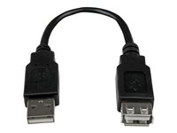 StarTech.com 6in USB 2.0 Extension Adapter Cable A to A - M/F - USB extension cable - USB (M) to USB (F) - USB 2.0 - 5.9 in - black - USBEXTAA6IN - USB-förlängningskabel - USB till USB - 15 cm USBEXTAA6IN