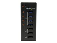 StarTech.com USB 3.0-hubb med 4 portar plus 3 dedicerade USB-laddningsportar (2x 1A & 1x 2A) – väggmonterbart metallhölje - hubb - 4 portar ST4300U3C3