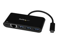 StarTech.com USB-C till Ethernet-adapter med USB 3.0-hubb med 3 portar och Power Delivery - nätverksadapter - USB-C - Gigabit Ethernet US1GC303APD