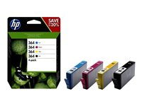 HP 364 - 4-pack - svart, gul, cyan, magenta - original - bläckpatron N9J73AE