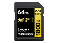 Lexar Professional GOLD Series - flash-minneskort - 64 GB - SDXC UHS-II LSD1800064G-BNNNG