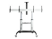 StarTech.com Dual TV Cart for 37-60in VESA TVs up to 110lb (50kg) each, Height Adjustable TV Mount, Mobile Display Cart w/ Webcam & Equipment Shelves, Lockable Casters, TV Cart on Wheels - Rolling TV Stand (STNDMTVDUO) vagn - för 2 skärmar/böjda bildskärmar STNDMTVDUO