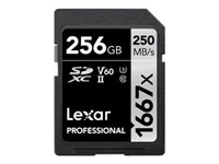 Lexar Professional - flash-minneskort - 256 GB - SDXC UHS-II LSD256CB1667