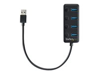 StarTech.com USB 3.0-hubb med 4 portar - USB-A till 4x USB 3.0 Type-A med individuella switchar för portar - USB 3.1/3.2 Gen. 1 med SuperSpeed 5 Gbps - USB-bussdriven - Bärbar - 25 cm ansluten kabel - hubb - 4 portar HB30A4AIB