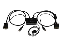 StarTech.com VGA 2 portar USB-kabel med KVM-switch - USB-driven med fjärrswitch - omkopplare för tangentbord/video/mus - 2 portar SV211USB