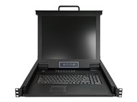 StarTech.com 16-ports rackmonterad KVM-konsol med 1,8 m kablar - Integrerad KVM-switch med 17-tums LCD-skärm - 1U LCD KVM-låda - OSD KVM - Hållbar 50.000 MTBF - USB + VGA-support - KVM-konsol - 17" RKCONS1716K