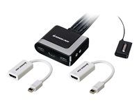 IOGEAR 2-Port HDMI and Mini DisplayPort KVM Kit - Cables Included - omkopplare för tangentbord/video/mus/ljud/USB - 2 portar GCS62HMDPKIT