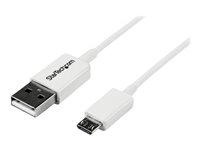 StarTech.com 2m White Micro USB Cable Cord - A to Micro B - Micro USB Charging Data Cable - USB 2.0 - 1x USB A Male, 1x USB Micro B Male (USBPAUB2MW) - USB-kabel - mikro-USB typ B till USB - 2 m USBPAUB2MW