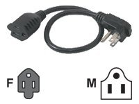 C2G 1.5ft Flat Plug Power Strip Plus - 18 AWG - NEMA 5-15P to NEMA 5-15R - strömkabel - NEMA 5-15 till NEMA 5-15 - 45.72 cm 29804