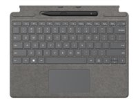 Microsoft Surface Pro Signature Keyboard - tangentbord - med pekplatta, accelerometer, Förvarings- och laddningsfack för Surface Slim Pen 2 - QWERTY - internationell engelska - platina - med Slim Pen 2 Inmatningsenhet 8X8-00067