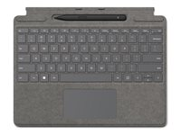 Microsoft Surface Pro Signature Keyboard - tangentbord - med accelerometer, pekdyna, Förvarings- och laddningsfack för Surface Slim Pen 2 - QWERTY - brittisk - platina - med Slim Pen 2 Inmatningsenhet 8X8-00166