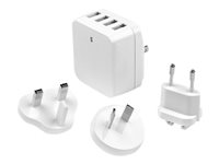 StarTech.com 4-Port Travel USB Wall Charger - 34W/6.8A International Travel Adapter - White - Portable USB Charging Station (USB4PACBK) strömadapter - USB - 34 Watt USB4PACWH