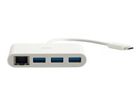 C2G USB C Ethernet and 3 Port USB Hub White - Hub - 3 Ports - nätverksadapter - USB-C - Gigabit Ethernet x 1 + USB 3.0 x 3 82409