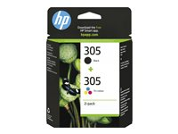 HP 305 - 2-pack - svart, färg (cyan, magenta, gul) - original - bläckpatron 6ZD17AE