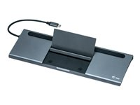 i-Tec USB-C Metal Low Profile 4K Triple Display Docking Station + Power Delivery - dockningsstation - USB-C 3.1 / Thunderbolt 3 - VGA, HDMI, DP - 1GbE C31FLATDOCKPDPLUS