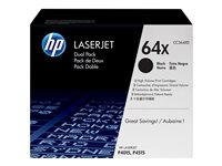 HP 64X - 2-pack - Lång livslängd - svart - original - LaserJet - tonerkassett (CC364XD) CC364XD