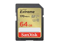 SanDisk Extreme - flash-minneskort - 64 GB - SDXC UHS-I SDSDXV2-064G-GNCIN