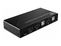 Lindy - omkopplare för tangentbord/video/mus/ljud/USB - HDMI 4K60, USB 2.0 - 2 portar 32809