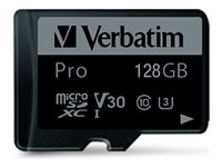 Verbatim PRO - flash-minneskort - 128 GB - mikroSDXC UHS-I 47044