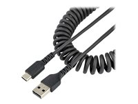 StarTech.com 50 cm USB-A till C-laddningskabel, kraftig spiralkabel för snabb laddning och synkronisering, USB 2.0 A till USB Type-C-kabel av hög kvalitet, robust aramidfiber, slitstark hane till hane USB-kabel - USB typ C-kabel - USB till 24 pin USB-C - 50 cm R2ACC-50C-USB-CABLE