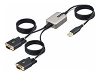 StarTech.com 13ft (4m) 2-Port USB to Serial Adapter Cable, Interchangeable DB9 Screws/Nuts, COM Retention, USB-A to DB9 RS232, FTDI, Level-4 ESD Protection, Windows/macOS/ChromeOS/Linux - Rugged TPE Construction (2P6FFC-USB-SERIAL) - USB / seriell kabel - USB till DB-9 - 4 m 2P6FFC-USB-SERIAL